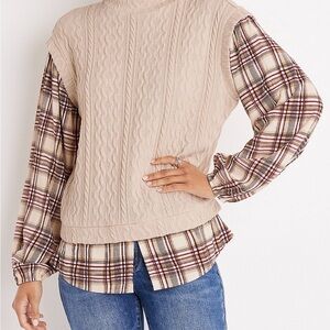 Maurices Beige Cable Knit Sweater Vest
